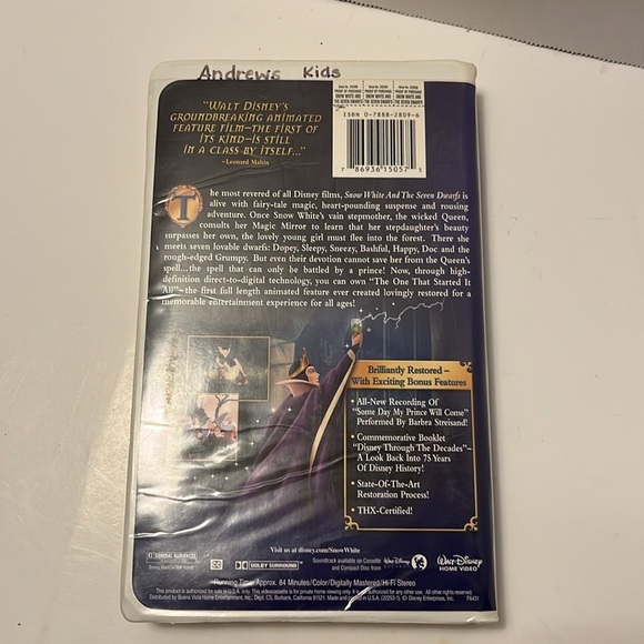 Walt Disney's Snow White and the Seven Dwarfs Platinum Edition VHS - Picture 7 of 8